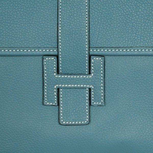 Best Hermes Large Leather H Handbag Blue 6058